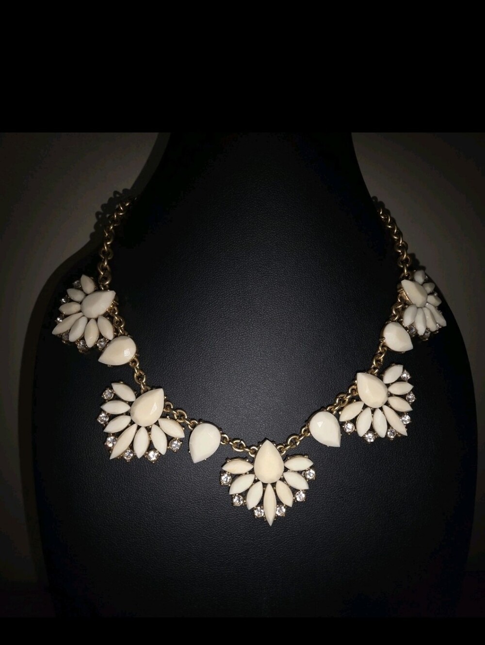 Vintage Inspired, Cream Floral Necklace. Diamond Accents. J Crew Brand. Wedding.